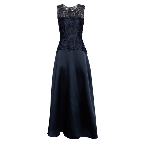 CARMEN MARC VALVO INFUSION LACE PEPLUM GOWN - Picture 4 of 4